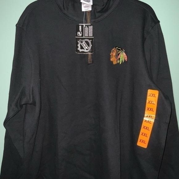 Chicago Blackhawks Quarter-Zip Pullover Sweatshirt - Sz M/L/XL/XXL. Black NWT - Picture 7 of 9